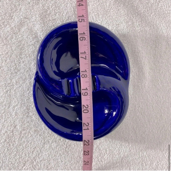 Vintage MCM Blue  Ceramic Ashtray Trinket Dish - Picture 12 of 13